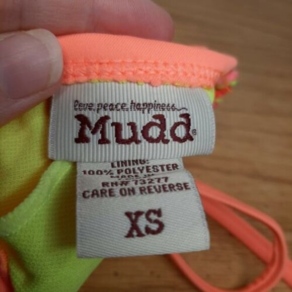 NWT Mudd XS Crochet Neon Orange Bikini Swimsuit Bathing Suit Separates TOP ONLY - Picture 3 of 9